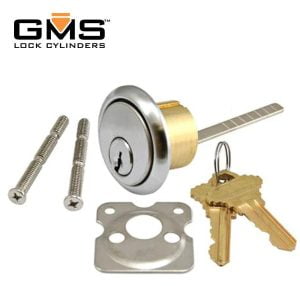 GMS Rim Cylinder - 1-1/8" - 5 Pin - Satin Chrome / R118