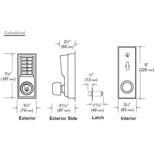 Simplex 1011 Pushbutton Cylindrical Lock w/ Knob Combination Entry Only - 26D - Satin Chrome