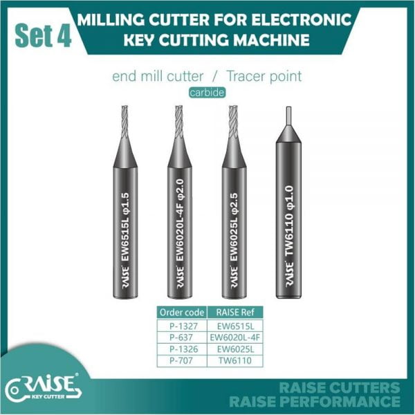 RAISE - Set of 3 End Milling Cutter and 1 Tracer for Triton/Condor