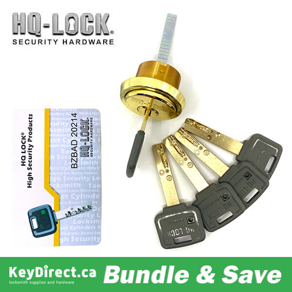 (Bundle of 5) HQ LOCK High Security Rim / Mortise - 1" - US3 - Polished Brass