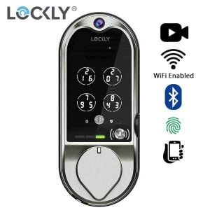 Lockly - PGD798SN - Vision Doorbell Video Camera Smart Lock Deadbolt - Fingerprint Reader - Bluetooth - WiFi Hub - Satin Nickel