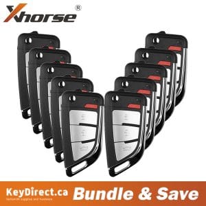 (Bundle of 10) Xhorse - Knife Style / 4-Button Universal Remote Flip Key for VVDI Key Tool (Wired)