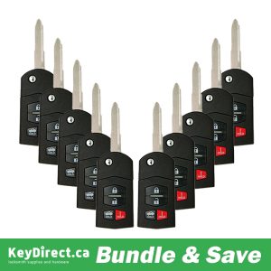 Bundle of 10 / 2006-2015 Mazda / 4-Button Flip Key / BGBX1T478SKE125-01