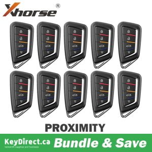 Bundle of 10 / *NEW STYLE* Xhorse - Knife Style / 4-Button Universal Smart Key for VVDI Key Tool / XSKF30EN