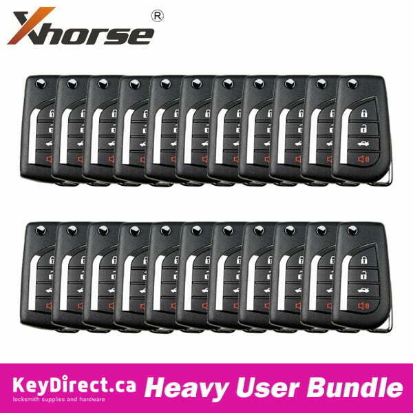 Bundle of 20 / Xhorse - Toyota Style / 4-Button Universal Remote Flip Key for VVDI Key Tools / XKTO10EN (Wired)
