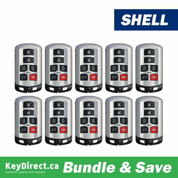 Bundle of 10 / 2011-2020 Toyota Sienna / 6-Button Smart Key Shell / PN: 89904-08010 / FCC ID: HYQ14ADR