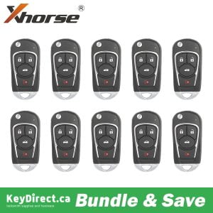 Bundle of 10 / Xhorse – Buick Style / 4-Button Universal Remote Key for VVDI Key Tool / XKBU02EN (Wired)
