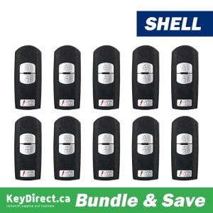 Bundle of 10 / 2009-2019 Mazda / 3-Button Smart Key SHELL for WAZSKE13D01, WAZX1T768SKE11A03 (Aftermarket)