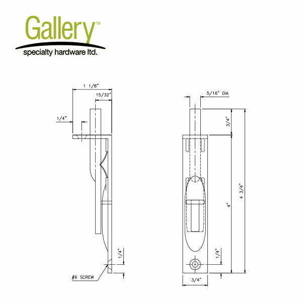 Gallery Specialty Hardware - Flush Bolt 4” / GSH 14
