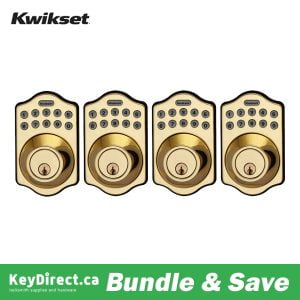 Bundle of 4 / Kwikset Arch Electronic Deadbolt with Lighted Keypad (Polished Brass)