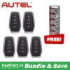 Bundle of 5 + FREE CR2032 Batteries / Autel – MAXIIM IKEY Standard Style 4-Button Universal Smart Key (IKEYAT4TP)