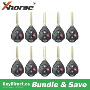 Bundle of 10 / Xhorse - Toyota Style / 3-Button Universal Remote Head Key for VVDI Key Tools / XKTO04EN (Wired)