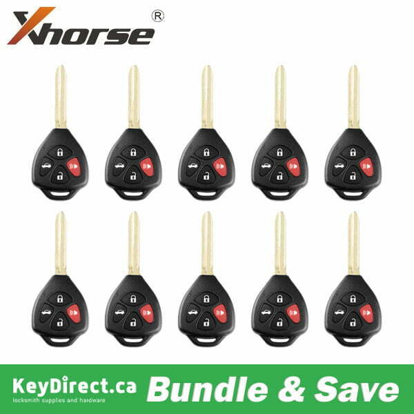 Bundle of 10 / Xhorse - Toyota Style XKTO02EN / 4-Button Universal Remote Head Key for VVDI Key Tools (Wired)