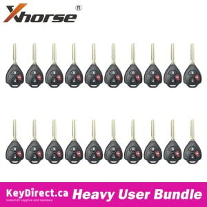 Bundle of 20 / Xhorse - Toyota Style / 3-Button Universal Remote Head Key for VVDI Key Tools / XKTO04EN (Wired)