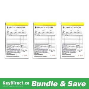 Bundle of 3 / KeyDirect - Locksmith Invoice Book / 50 Invoices Double Copy / Wrap Around Divider