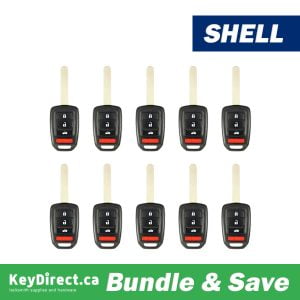 Bundle of 10 / 2013-2017 Honda Accord Civic / 4-Button Remote Head Key SHELL / MLBHLIK6-1T (Aftermarket)