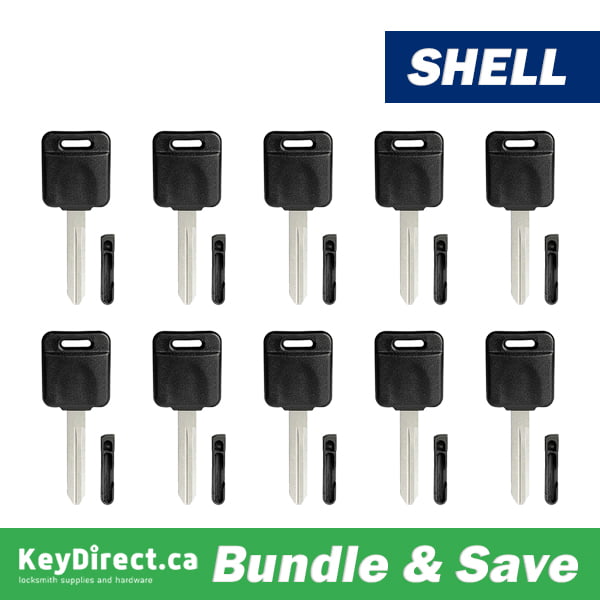 Bundle of 10 / Nissan Transponder Key Shell / NI04 Plug Style (Aftermarket)