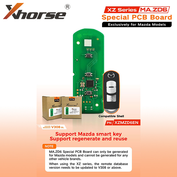 Xhorse - XZMZD6EN Special PCB Board Exclusively for Mazda Models /  3-Buttons Universal Smart Remote PCB Board